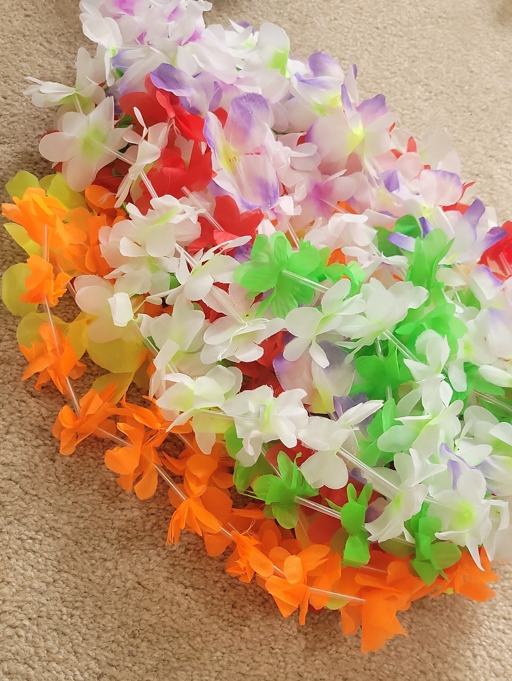 12-Piece Colorful Luau Party or Beach Party Hawaiian Tropical Flower Leis